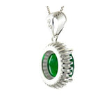 Grønn rundt smykkesett i sølv