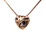 Sølv rose gullplattert hjerte halskjede med små lilla steiner