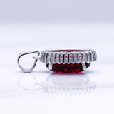 smykkeli sølv anheng krystall cubiczirkonia oval rød halskjede ruby rose