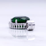 Sølv anheng med stor oval grønn krystall halskjede emerald smaragd