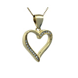 Sølv hjerte anheng gullplatert med små Steiner halskjede zirkon krystall