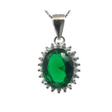 Grønt ovalt smykkesett i sølv