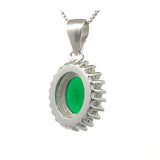 Grønt ovalt smykkesett i sølv