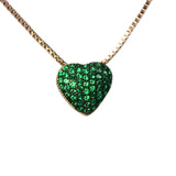 Sølv rosegull hjerte halskjede grønne steiner zirkonia