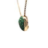 Sølv rose gullplattert hjerte halskjede med små grønne steiner
