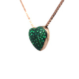 Sølv rose gullplattert hjerte halskjede med små grønne steiner